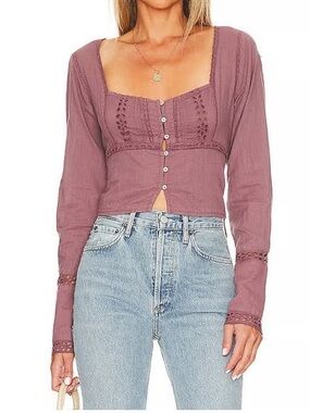 Free People Joi Eyelet Crop Blouse